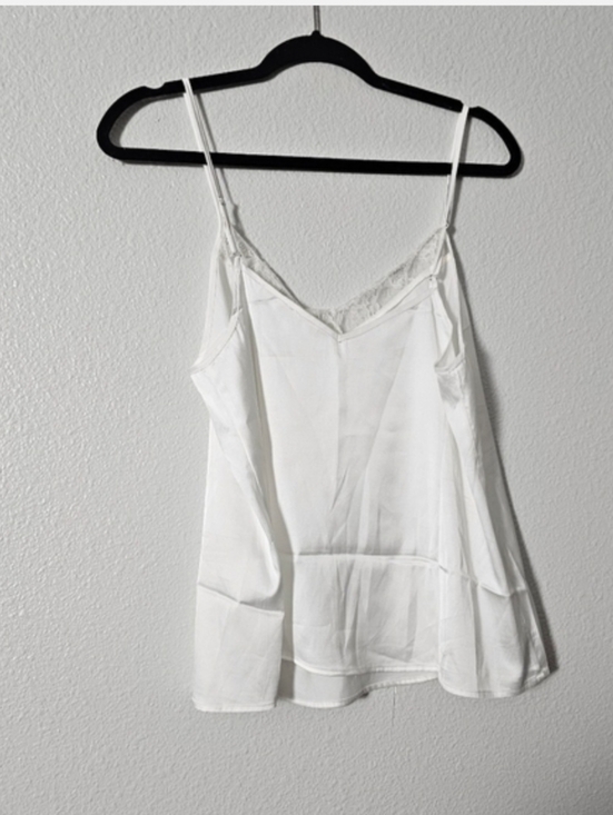 Women’s White Lace-Trim Camisole with Adjustable Straps Sz M - Picture 7 of 9